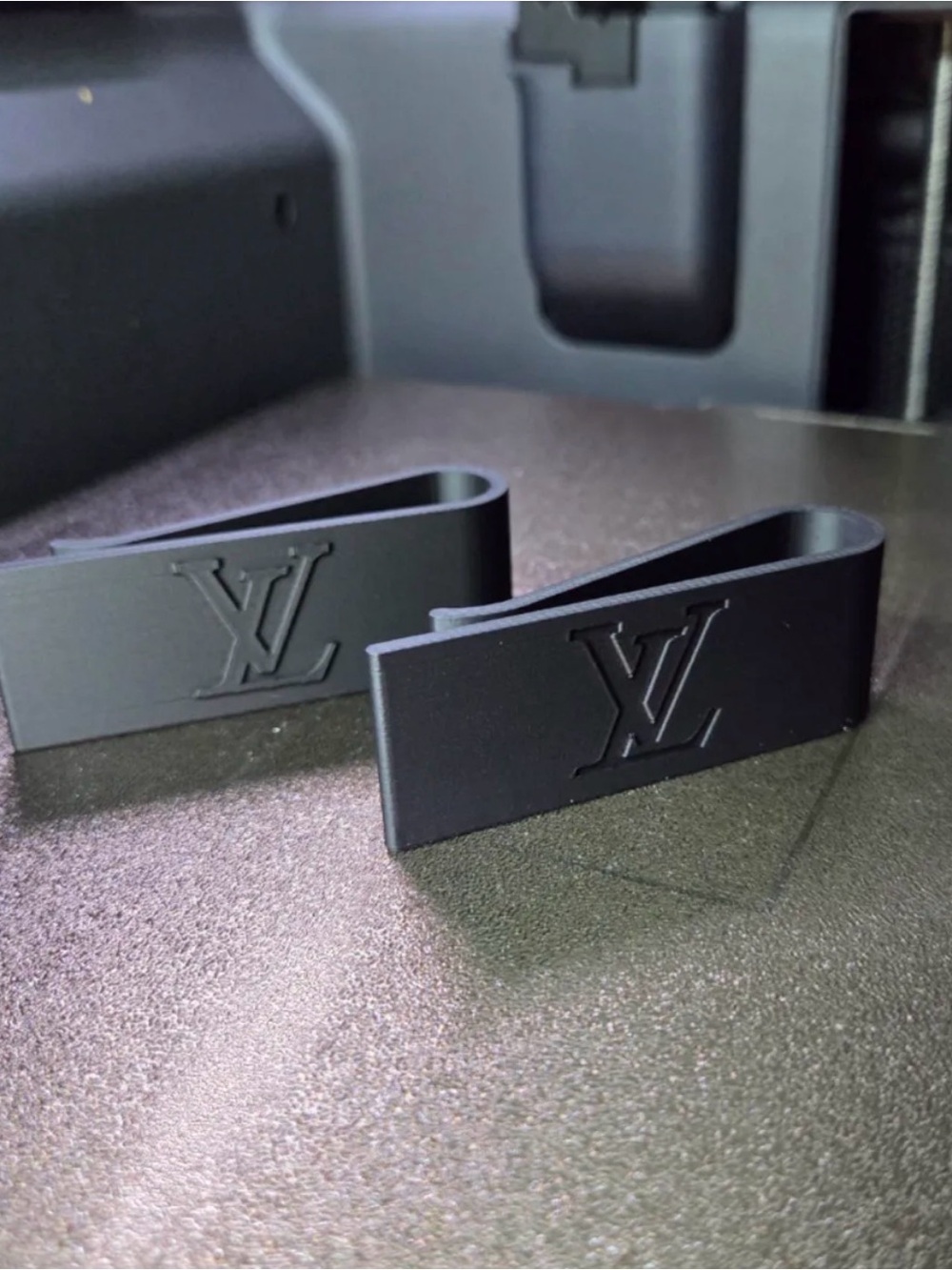 Black Louis Vuitton Matte Black Embossed LV Money Clip Pair 3d printed